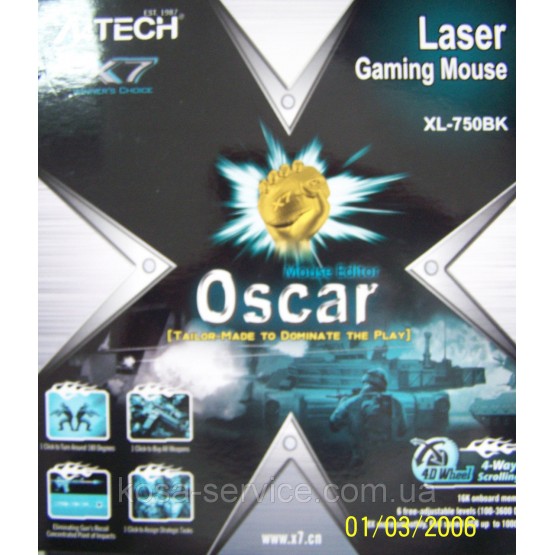 Мышь A4 Tech XL-750BK-B Oscar Laser Мouse USB Black